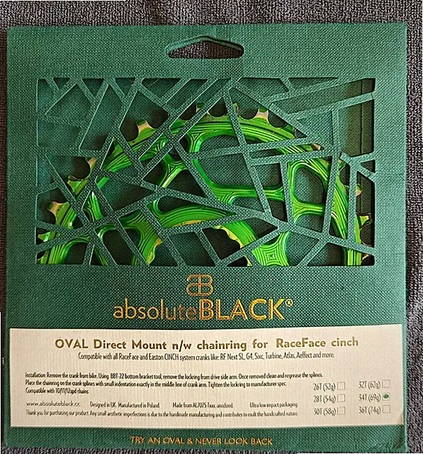 absoluteBLACK 34T Oval Narrow Wide Chainring RaceFace CINCH DM Green