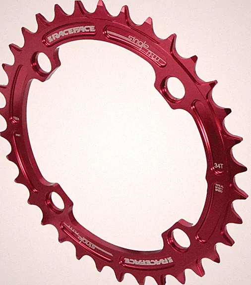 Race Face Single Narrow Wide 1x MTB Chainring - 104mm BCD 34t Red