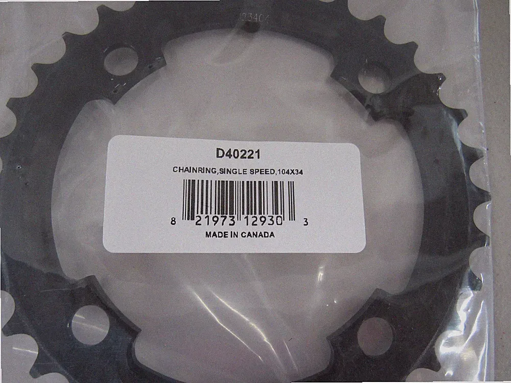 Race Face Single Speed Chainring 104 BCD x 34 Tooth 4 Bolt Made in Canada