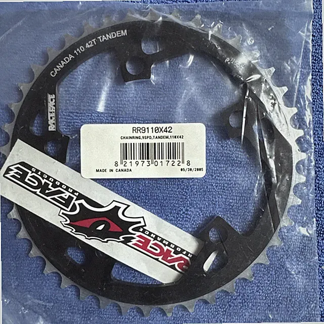 RACE FACE TANDEM CHAINRING 42T X 110MM BCD RR9110 9 SPD NON RAMPED BLK/SIL NIP