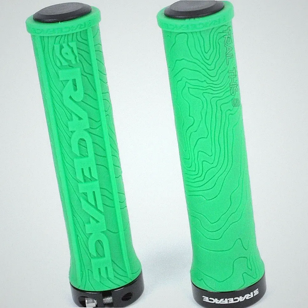 RaceFace Half Nelson Green Lock-On Grips MTB BMX Handlebar Bike Tacky 134mm